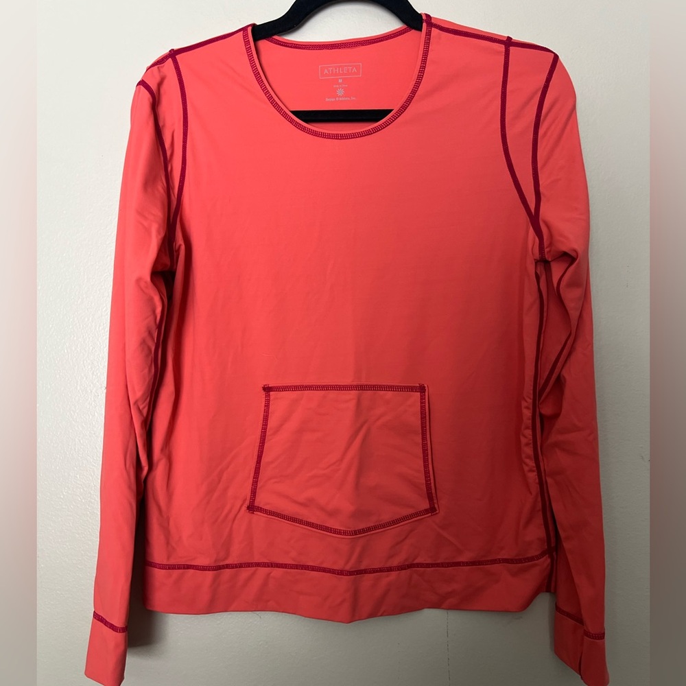 EUC - Athleta Vibrant Coral Long Sleeve Tee - Size Medium